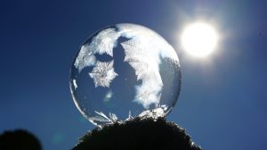 Frozen soap bubble